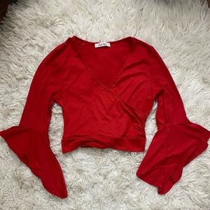 Red Sleeve Tie Top